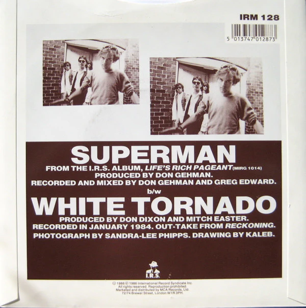 R.E.M., Superman (I.R.S. Records ; IRM 128, UK 1986, Picture Sleeve) 7" VG/VG - Image 2