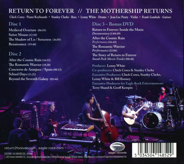 RETURN TO FOREVER, The Mothership Returns (Eagle Records; EDGCD485, Europe 2012, 2CDs & DVD) 2xCD VG+/VG+ - Image 2
