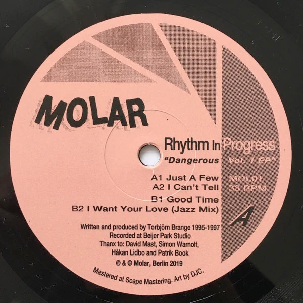 RHYTHM IN PROGRESS, Dangerous Vol. 1 EP (Molar; MOL01, Germany 2019), SALE - Up to 50% Off the Original Price  12" EP /VG