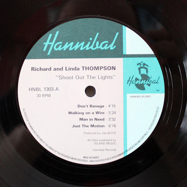 RICHARD & LINDA THOMPSON, Shoot Out The Lights (Hannibal Records ; HNBL 1303, UK 1982, Inner, Wrong Track Order On Sleeve.) LP VG+/VG+ - Image 3