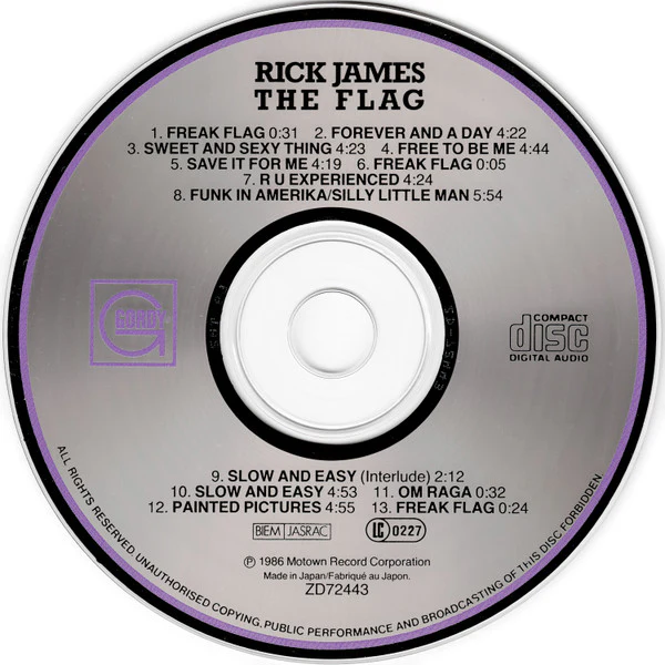 RICK JAMES, The Flag (Gordy; ZD72443, Europe 1986) CD VG+/VG+ - Image 3