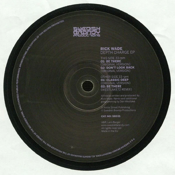 RICK WADE, Depth Charge EP (Swedish Brandy; SB035, Sweden 2017, Plain sleeve with stickered plastic cover), SALE - Up to 50% Off the Original Price 12" EP /G+ - Image 2