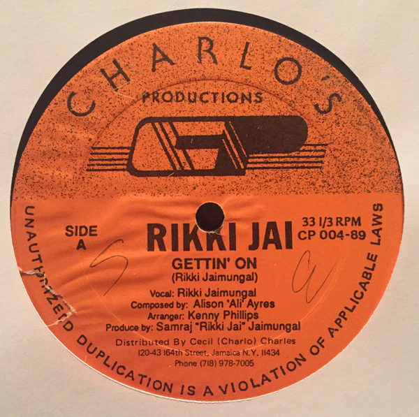 RIKKI JAI, Gettin On / Sumintra (Charlo's Productions ; CP 004-89, 1989, Picture Sleeve), SALE - Up to 50% Off the Original Price 12" VG+/M - Image 2