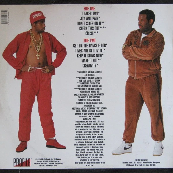 ROB BASE & D.J. E-Z ROCK, It Takes Two (Profile Records; PRO-1267, US 1988, Picture Sleeve) LP VG/VG+ - Image 2