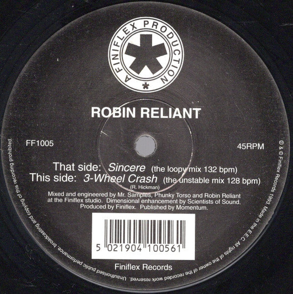 ROBIN RELIANT, Sincere (Finiflex; FF1005, UK 1994, Plain Sleeve) 12" /VG