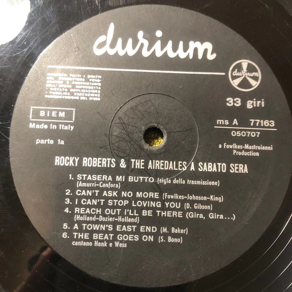 ROCKY ROBERTS & THE AIREDALES, Sabato Sera (Durium; ms A 77163, Italy 1967, Non Flipback Laminated Sleeve) LP VG/G+ - Image 3