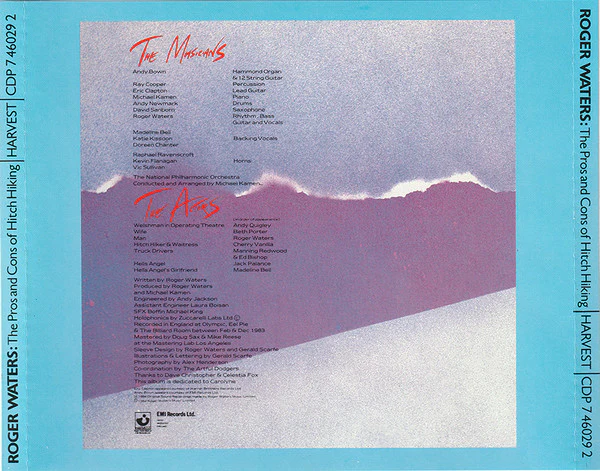 ROGER WATERS, The Pros And Cons Of Hitch Hiking (Harvest; CDP 7 46029 2, UK & Europe 1984, Jewel Case, No Barcode, Made In Japan on Disc) CD VG+/VG+ - Image 2