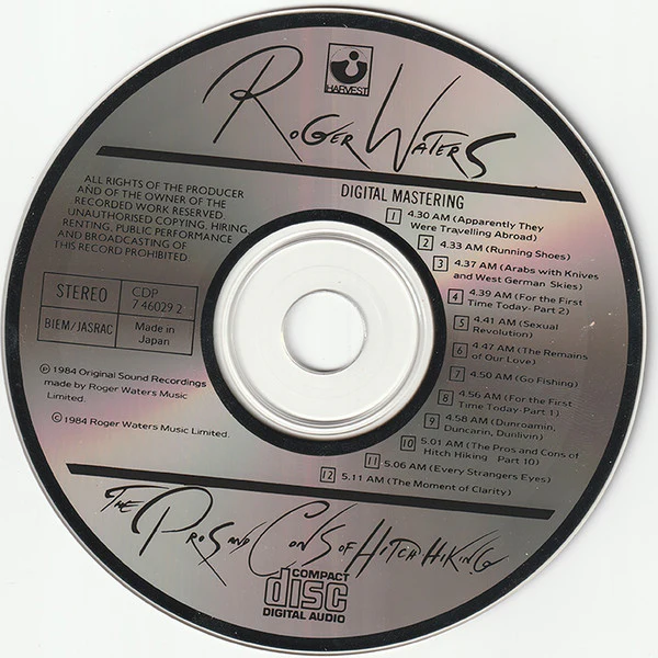 ROGER WATERS, The Pros And Cons Of Hitch Hiking (Harvest; CDP 7 46029 2, UK & Europe 1984, Jewel Case, No Barcode, Made In Japan on Disc) CD VG+/VG+ - Image 3