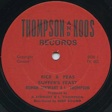 ROMAN STEWART & LINVAL THOMPSON, Rice & Peas / Suffer's Feast / Breaking Up (Thompson & Koos; TK 002, UK 1979, Company Sleeve) 12" VG/G+ - Image 2