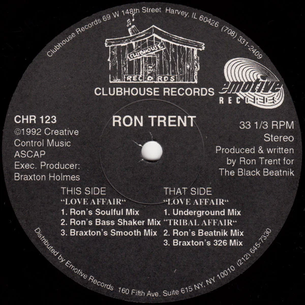 RON TRENT, Love Affair (Clubhouse; CHR 123, US 1992) 12" /VG+