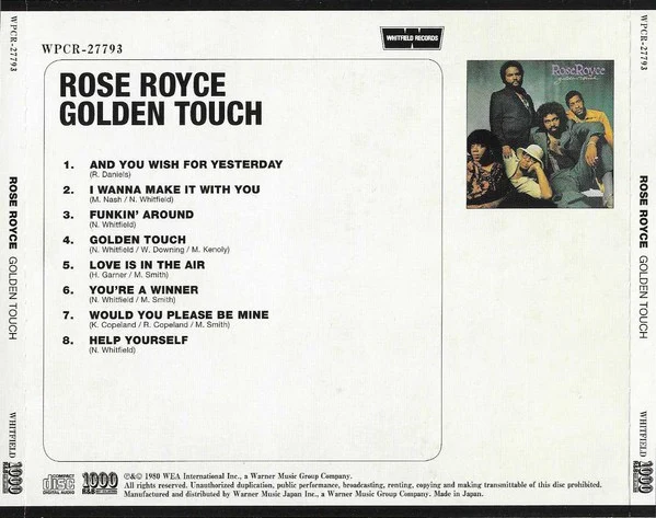 ROSE ROYCE, Golden Touch (Warner Music; WPCR-27793, Japan 2014 Reissue, With OBI) CD M/M - Image 2