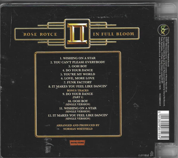 ROSE ROYCE, In Full Bloom (Big Break Records; WCDBBRX 0319, UK 2016, Super Jewel case) CD EX/EX - Image 2