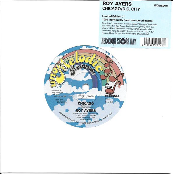ROY AYERS, Chicago / D.C. City (Expansion Records; EX7RSD40, UK 2021, Stickered white sleeve, Record Store Day June Drop 2021, Hand Numbered Limited Edition of 1000) 7" EX/EX