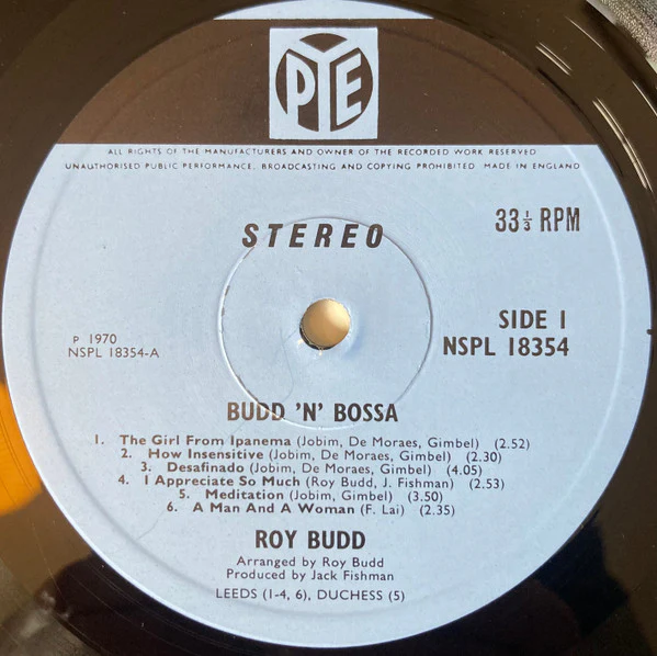 ROY BUDD, Budd 'n' Bossa (Pye; NSPL18354, UK 1970, Textured Sleeve) LP VG/VG+ - Image 3