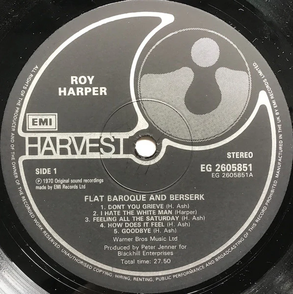 ROY HARPER, Flat Baroque And Berserk (Harvest; EG 26 0585 1, UK 1980s Reissue, Gatefold) LP VG/G+ - Image 3