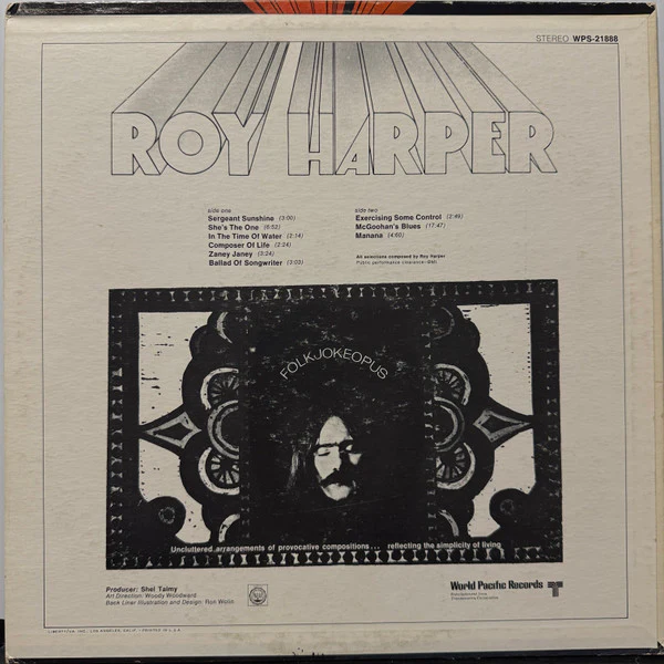 ROY HARPER, Folkjokeopus (World Pacific Records; WPS-21888, US 1969, Pasteback Sleeve) LP VG/VG - Image 2