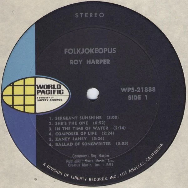 ROY HARPER, Folkjokeopus (World Pacific Records; WPS-21888, US 1969, Pasteback Sleeve) LP VG/VG - Image 3
