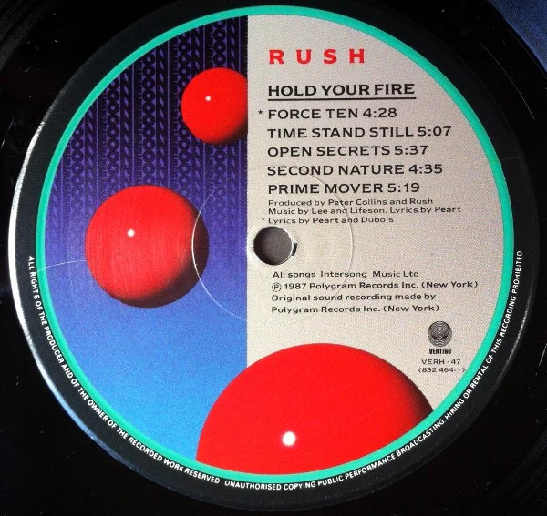 RUSH, Hold Your Fire (Vertigo; VERH 47, UK 1987, Inner) LP VG/VG - Image 3