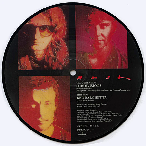 RUSH, Subdivisions / Red Barchetta (Mercury ; RUSH P9, UK 1982, Picture Disc) 7" /VG+ - Image 2
