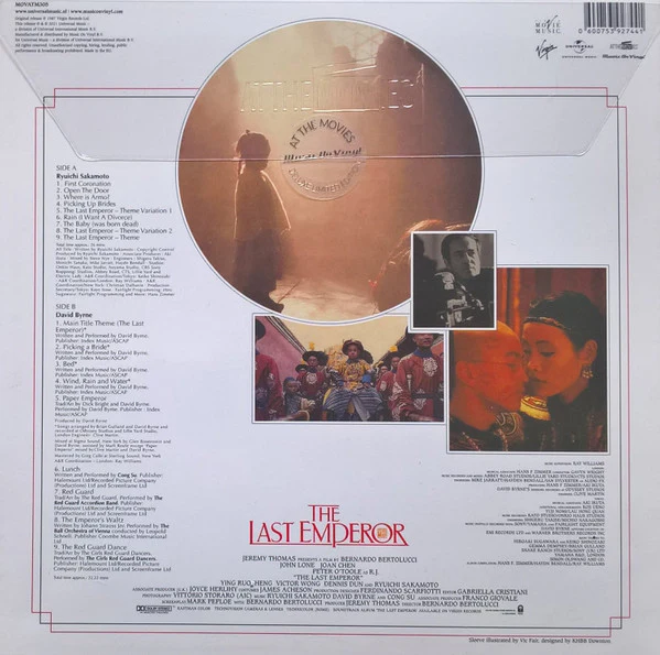 RYUICHI SAKAMOTO, DAVID BYRNE AND CONG SU, The Last Emperor (Music On Vinyl; MOVATM305, Europe 2021 Reissue, Insert) LP NEW/NEW - Image 2