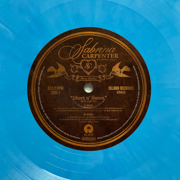 SABRINA CARPENTER, Short N' Sweet (Island Records; 6583519, Worldwide 2024, Inner, Blue Marbled Vinyl) LP NEW/NEW - Image 3