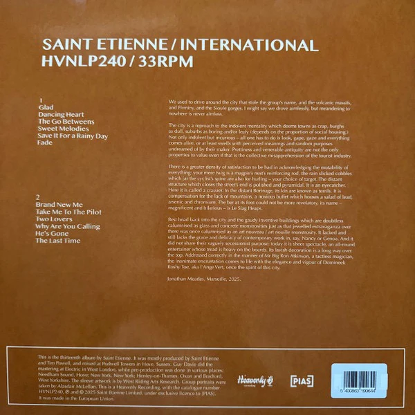 SAINT ETIENNE, International (Heavenly; HVNLP240C, UK 2025, Orange Vinyl), SALE - Up to 50% Off the Original Price LP EX/EX - Image 2