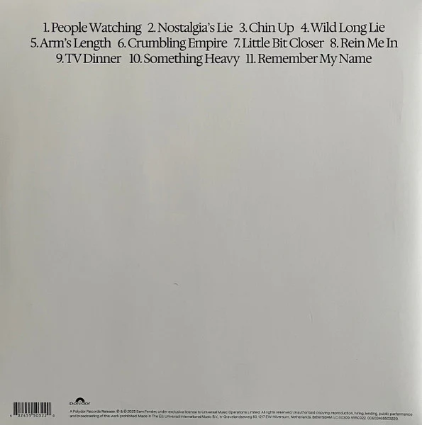 SAM FENDER, People Watching (Polydor; 5550322, Europe 2025, Gatefold, Inner, Black Vinyl) LP NEW/NEW - Image 2