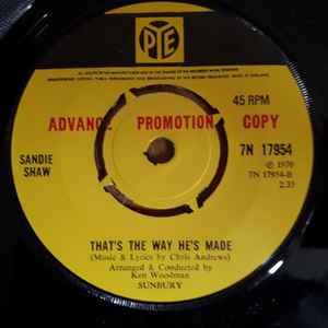SANDIE SHAW, Wight Is Wight/That's The Way He's Made (Pye Records; 7N 17954, UK 1970, Promo, Company Sleeve) 7" VG/VG - Image 2