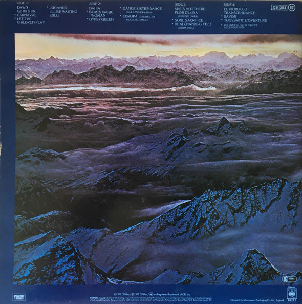 SANTANA, Moonflower (CBS Picture Labels With CBS Logo On Labels; CBS 88272, UK 1970s Reissue, Gatefold With Price Code On Rear, 2 Inners) 2xLP VG/VG+ - Image 2