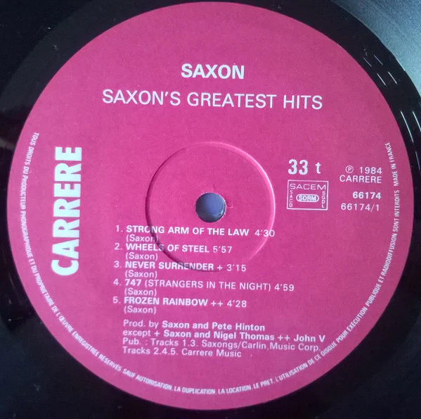 SAXON, Strong Arm Metal (Carrere; 66.174, France 1984) LP VG+/VG+ - Image 3