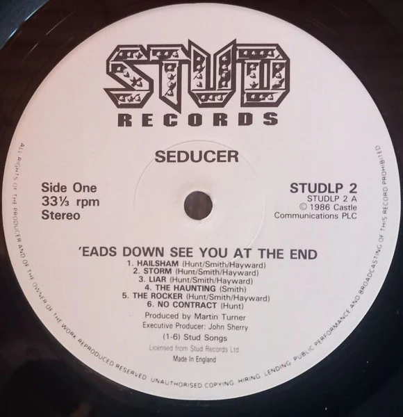 SEDUCER, 'Eads Down - See You At The End (Stud Records; STUDLP 2, UK 1986) LP G+/VG - Image 3