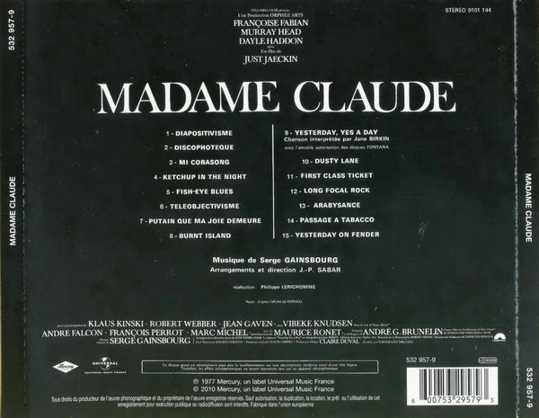 SERGE GAINSBOURG, Madame Claude (Mercury; 532 957-9, France 2010) CD EX/EX - Image 2
