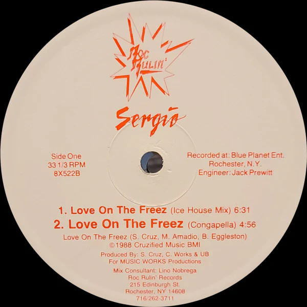 SERGIO, Love On The Freez (Roc Rulin' Records ; 8X522, US 1988), SALE - Up to 50% Off the Original Price  12" /VG - Image 2