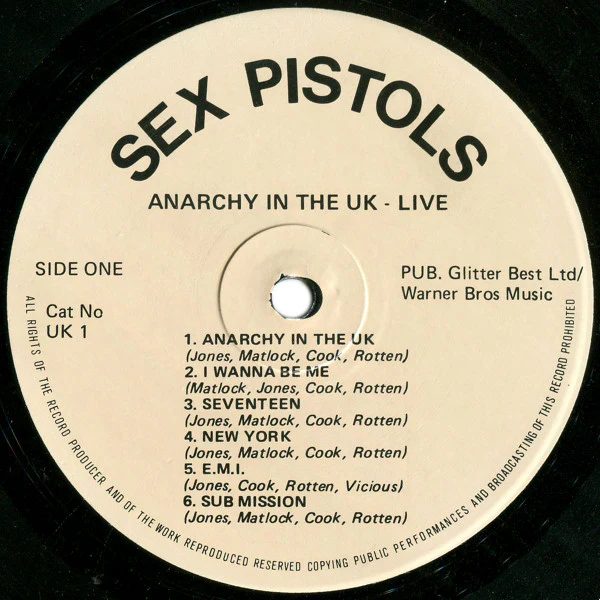 SEX PISTOLS, Anarchy In The UK - Live (Not On Label ; UK 1, UK 1985, Unofficial) LP VG/VG - Image 3