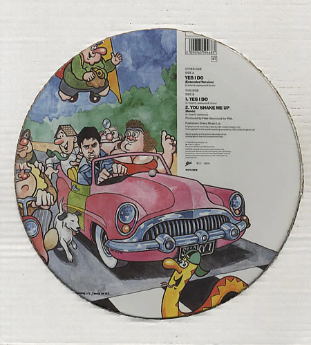 SHAKIN' STEVENS, Yes I Do (Epic; SHAKY P12, UK 1990s, Clear Plastic Sleeve, Picture Disc featuring Viz Comic characters) LP /VG+ - Image 2