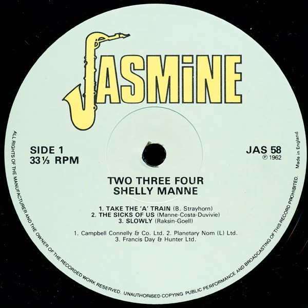 SHELLY MANNE, 234 (Jasmine Records; JAS 58, UK 1983 Reissue) LP VG/VG - Image 3