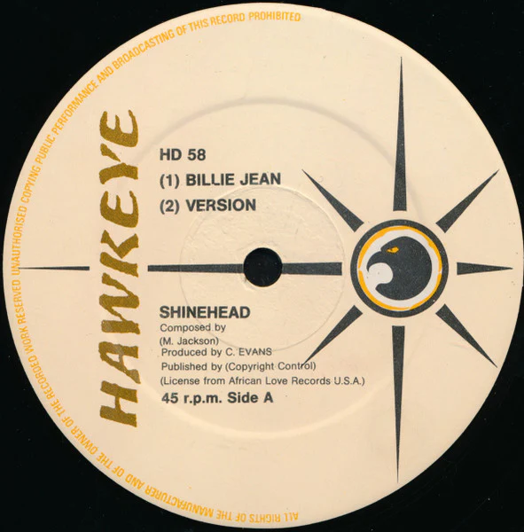 SHINEHEAD, Billie Jean / Mama Used To Say (Hawkeye; HD 58, UK 1984, Company Sleeve) 12" VG/VG+ - Image 2