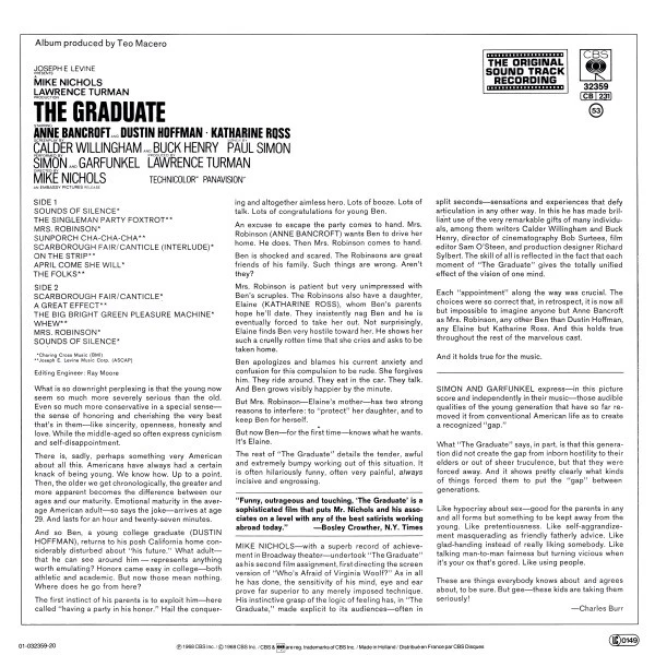 SIMON AND GARFUNKEL, The Graduate - OST (CBS Red Label; 32359, , Stereo) LP VG+/VG - Image 2