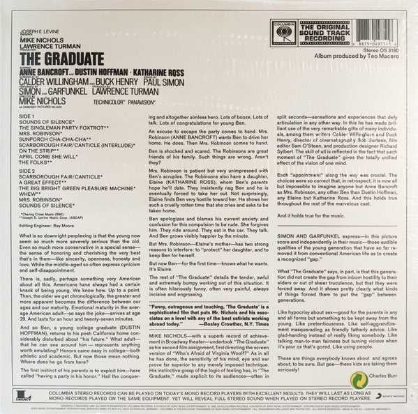 SIMON & GARFUNKEL, DAVE GRUSIN, The Graduate (Original Sound Track Recording) (Legacy ; 88875049711, UK 2018 Reissue) LP NEW/NEW - Image 2