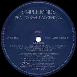 SIMPLE MINDS, Real To Real Cacophony (Zoom Records; SPART 1109, UK 1979, Embossed Textured Sleeve, No Inner) LP VG/VG+ - Image 3