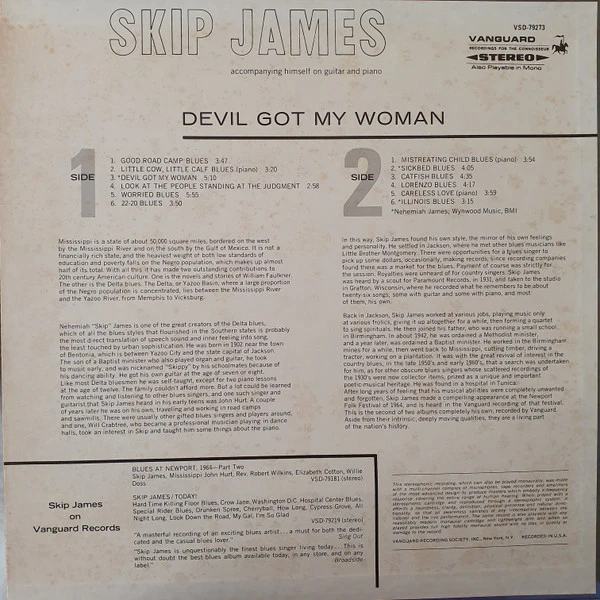 SKIP JAMES, Devil Got My Woman (Vanguard; VSD 79273, US 1970s Reissue, Stereo) LP VG/G+ - Image 2