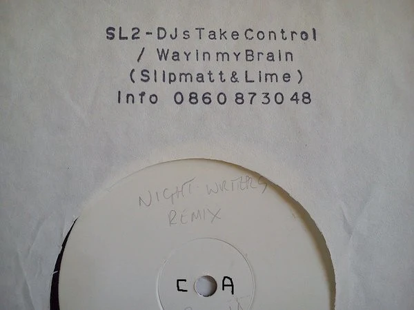 SL2, DJ's Take Control / Way In My Brain (Awesome Records ; SL002, UK 1991, White Label Promo, No Sleeve) 12" /G