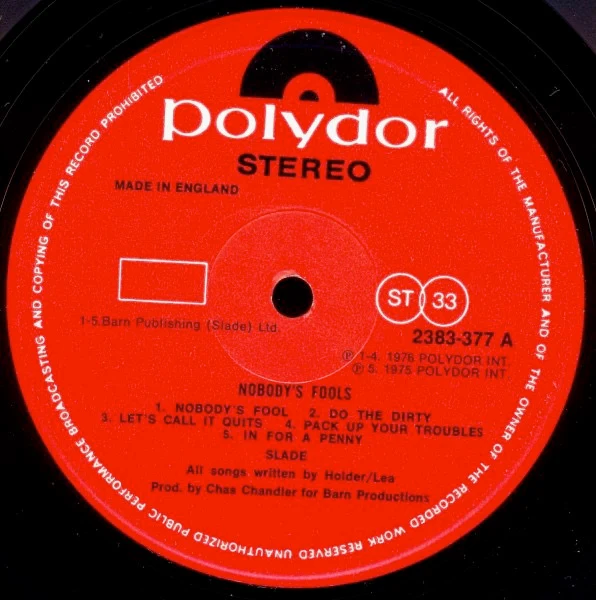 SLADE, Nobody's Fools (Polydor; 2383377, UK 1976, Inner), SALE - Up to 50% Off the Original Price  LP VG/VG - Image 3