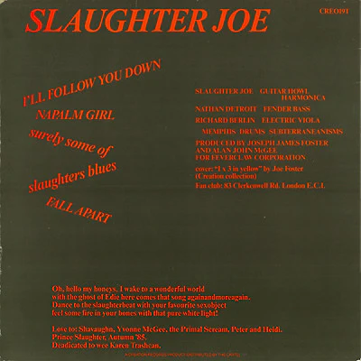 SLAUGHTER JOE, I'll Follow You Down (Creation Records; CRE 019T, UK 1985, Picture Sleeve) 12" VG/VG+ - Image 2