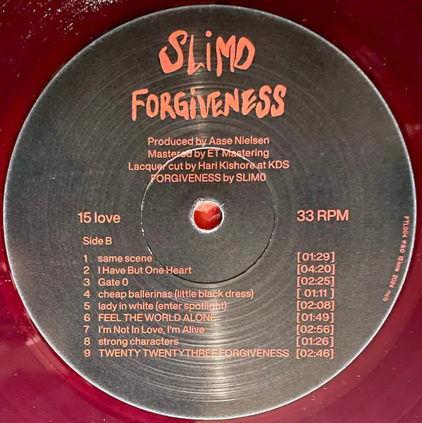 SLIM0, Forgiveness (15 love; FTL004, Denmark 2024, Textured Sleeve, Inner, Marbled Purple Vinyl), SALE - Up to 50% Off the Original Price LP VG+/VG+ - Image 3