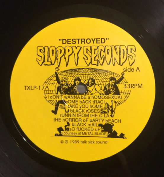 SLOPPY SECONDS, Destroyed (Toxic Shock; TXLP-17, US 1989, No Insert), SALE - Up to 50% Off the Original Price LP VG/VG+ - Image 3