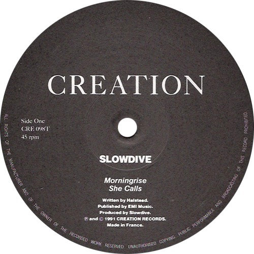 SLOWDIVE, Morningrise/ She Calls/ Losing Today (Creation; CRE098T, UK 1991, Picture Sleeve, Black Inner) 12" VG/VG+ - Image 3