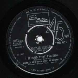 SMOKEY ROBINSON & THE MIRACLES, I Second That Emotion / You Must Be Love (Tamla Motown; TMG 631, UK 1967), SALE - Up to 50% Off the Original Price  7" /VG