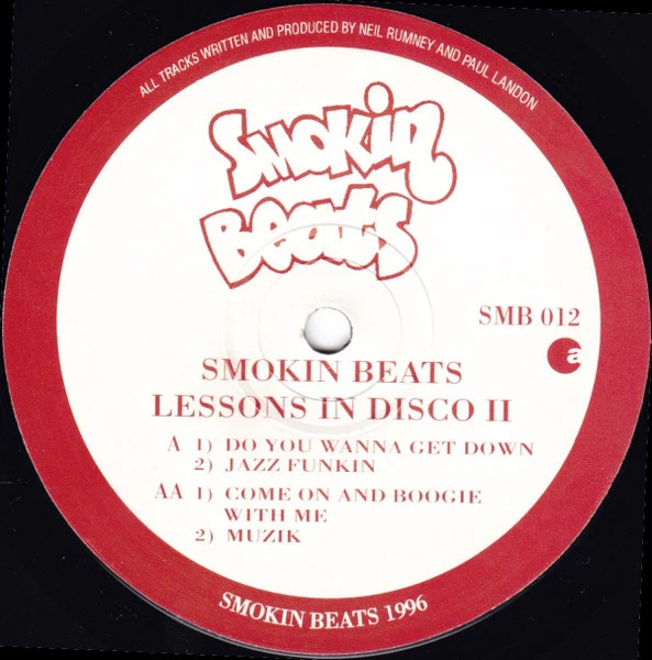 SMOKIN BEATS, Lessons In Disco II - (The Lesson Continues) (Smokin Beats; SMB 012, UK 1996, Stickered Company Sleeve) 12" VG/VG - Image 2