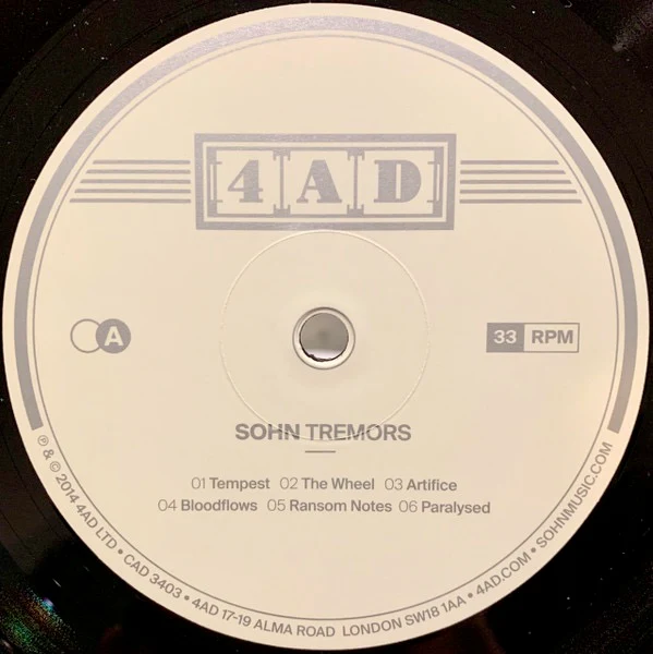 SOHN, Tremors (4AD; CAD3403, UK 2014, Gatefold, Inner) LP VG+/VG+ - Image 3